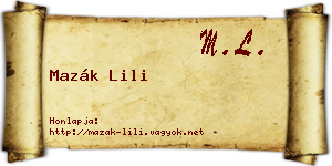 Mazák Lili névjegykártya